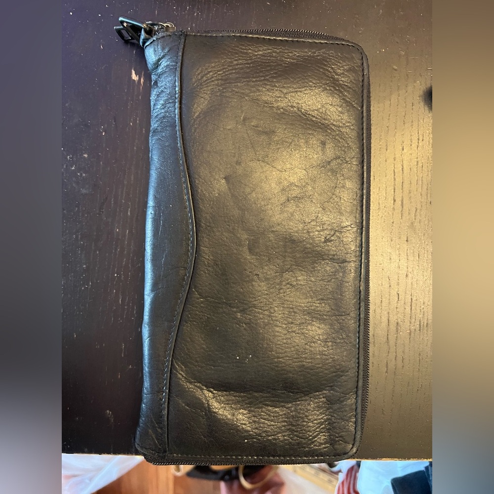 Brookstone black leather travel wallet